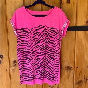 Justice Pink Zebra Print Shirt